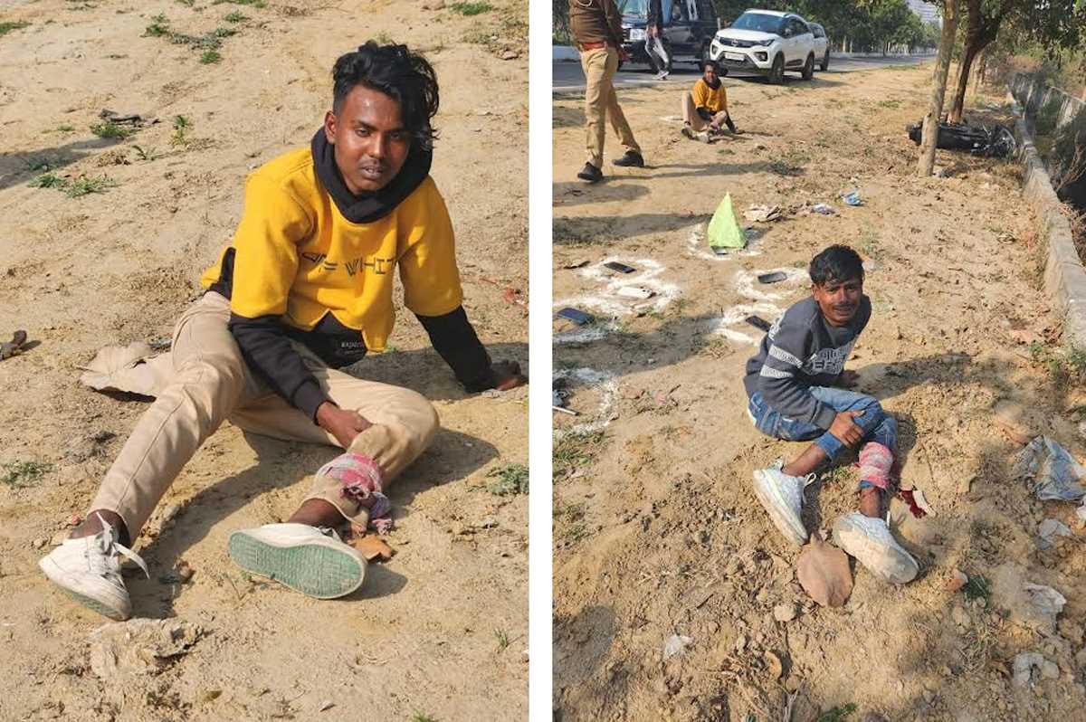 मोबाइल लूटकर भाग रहे दो लुटेरे पुलिस की गोली से घायल